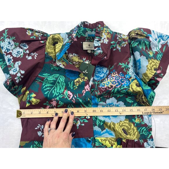 NWT Tuckernuck Alice Dress Merlot Sharp Floral Midi Dress Sz S Ruffles Cottage - Picture 10 of 13